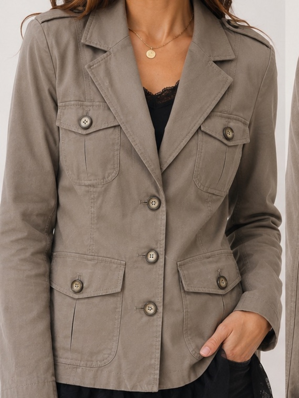 Mexx Utility Patch Pocket Blazer Jacket - Taupe